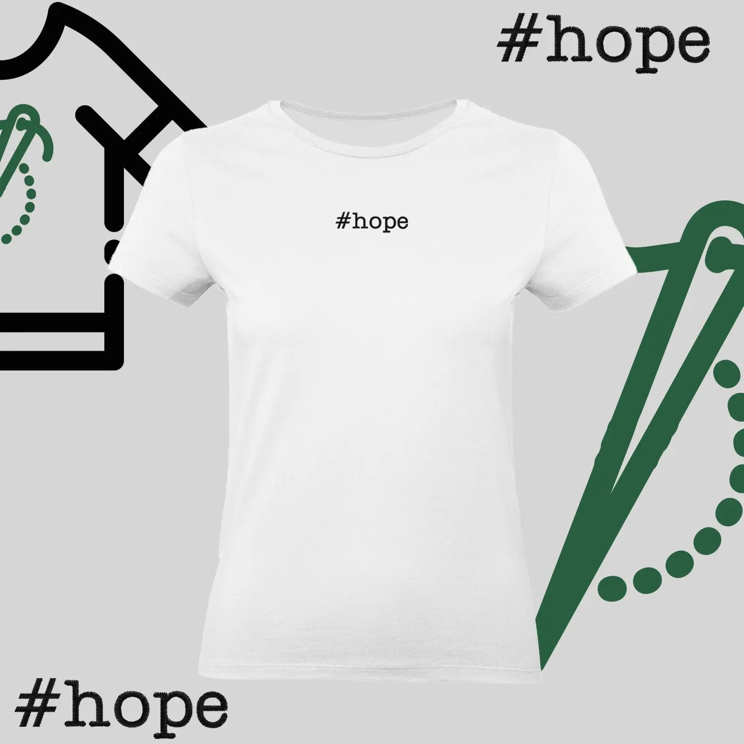 Koszulka damska "#hope" – haft komputerowy, inspiracja na co dzień Haft z radości