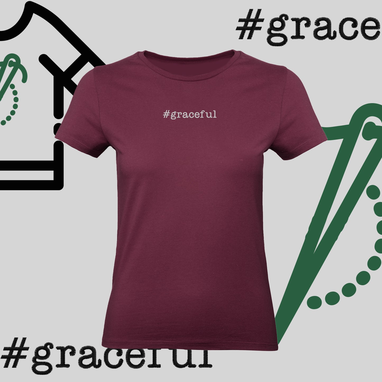 Koszulka damska "#graceful" – haft komputerowy, elegancja w stylu casual