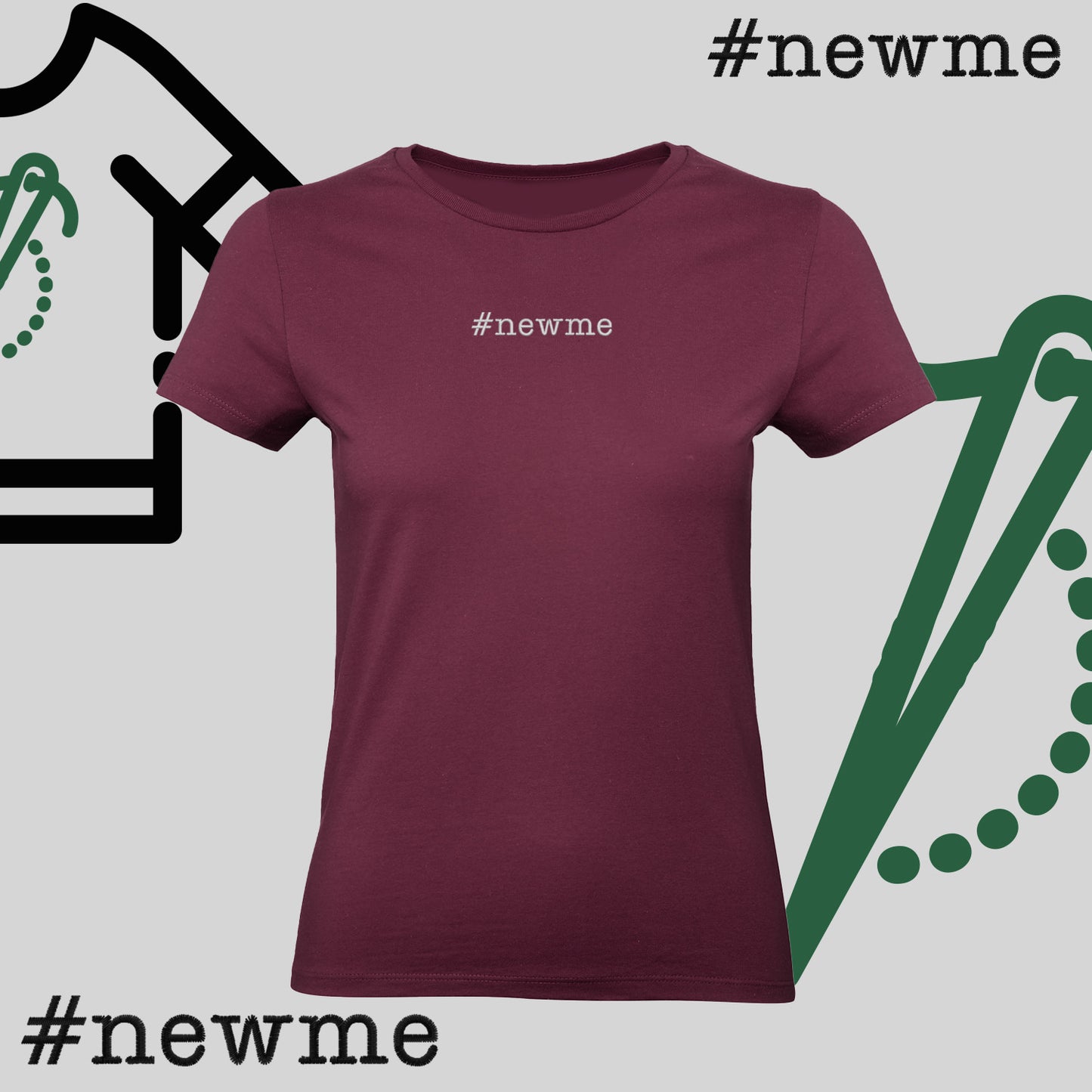 Koszulka damska "#newme" – haft komputerowy, motywacja i nowy styl