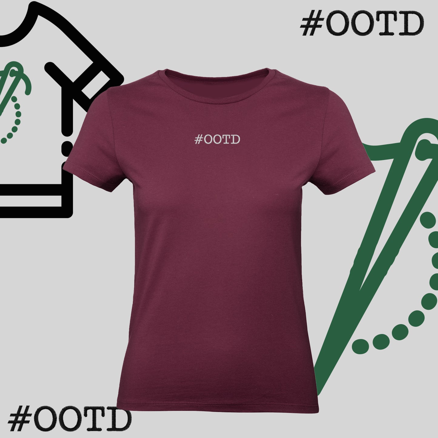 Koszulka damska "OOTD" – haft komputerowy, modna na co dzień