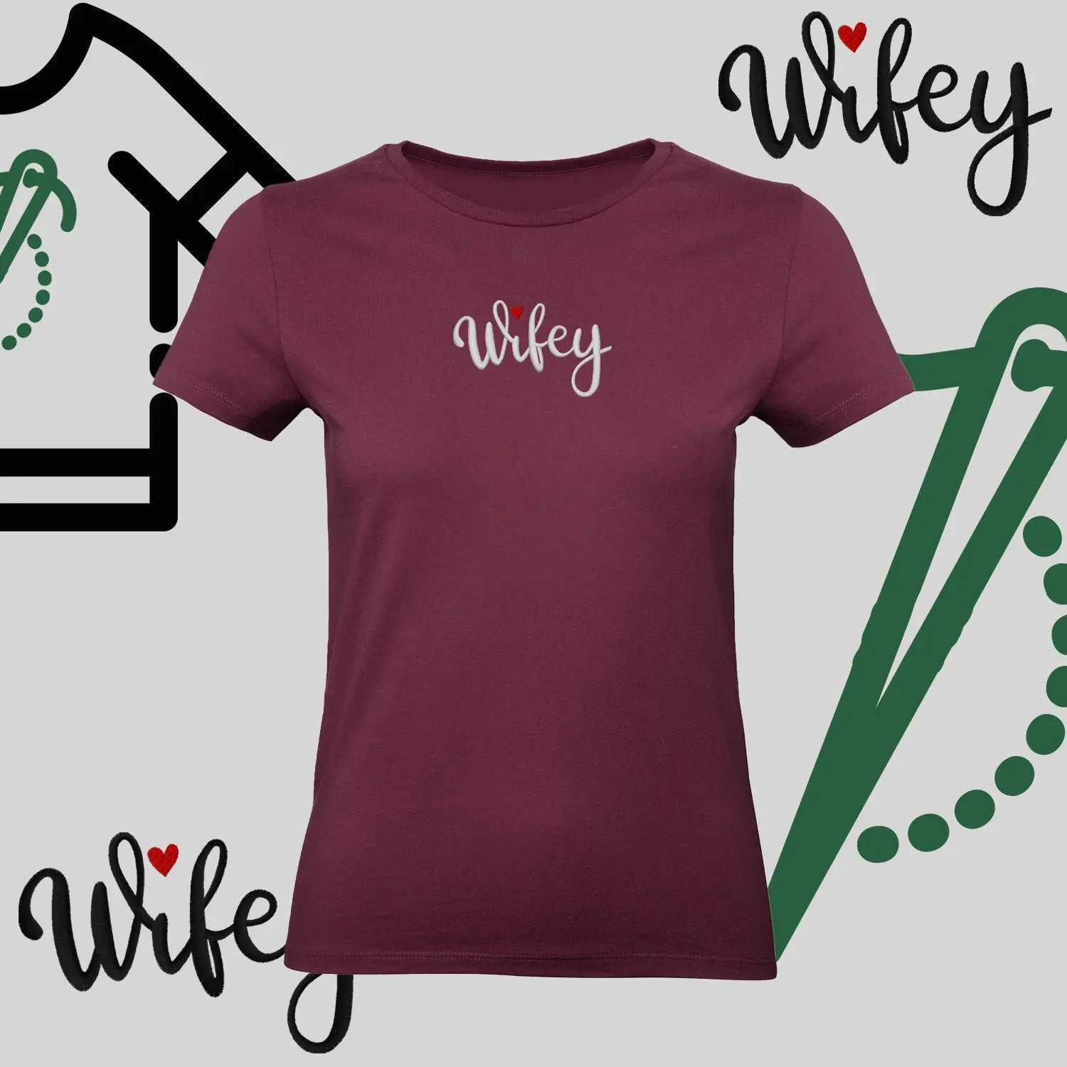 Koszulka damska "WIFEY" – haft komputerowy, styl dla żony z humorem Haft z radości