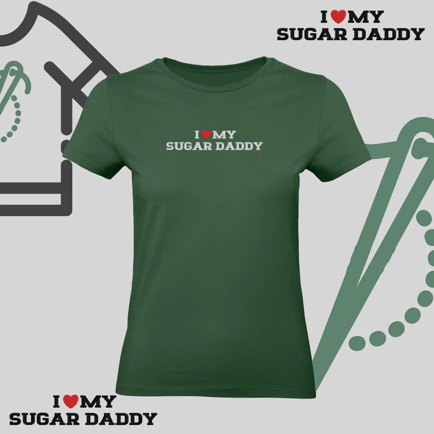 Koszulka damska z haftem „I❤️ MY SUGAR DADDY" Haft z radości