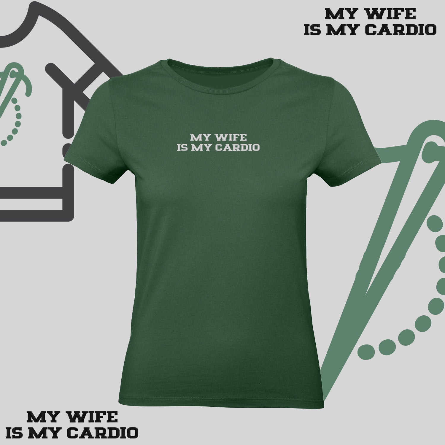 Koszulka damska z haftem „MY WIFE IS MY CARDIO