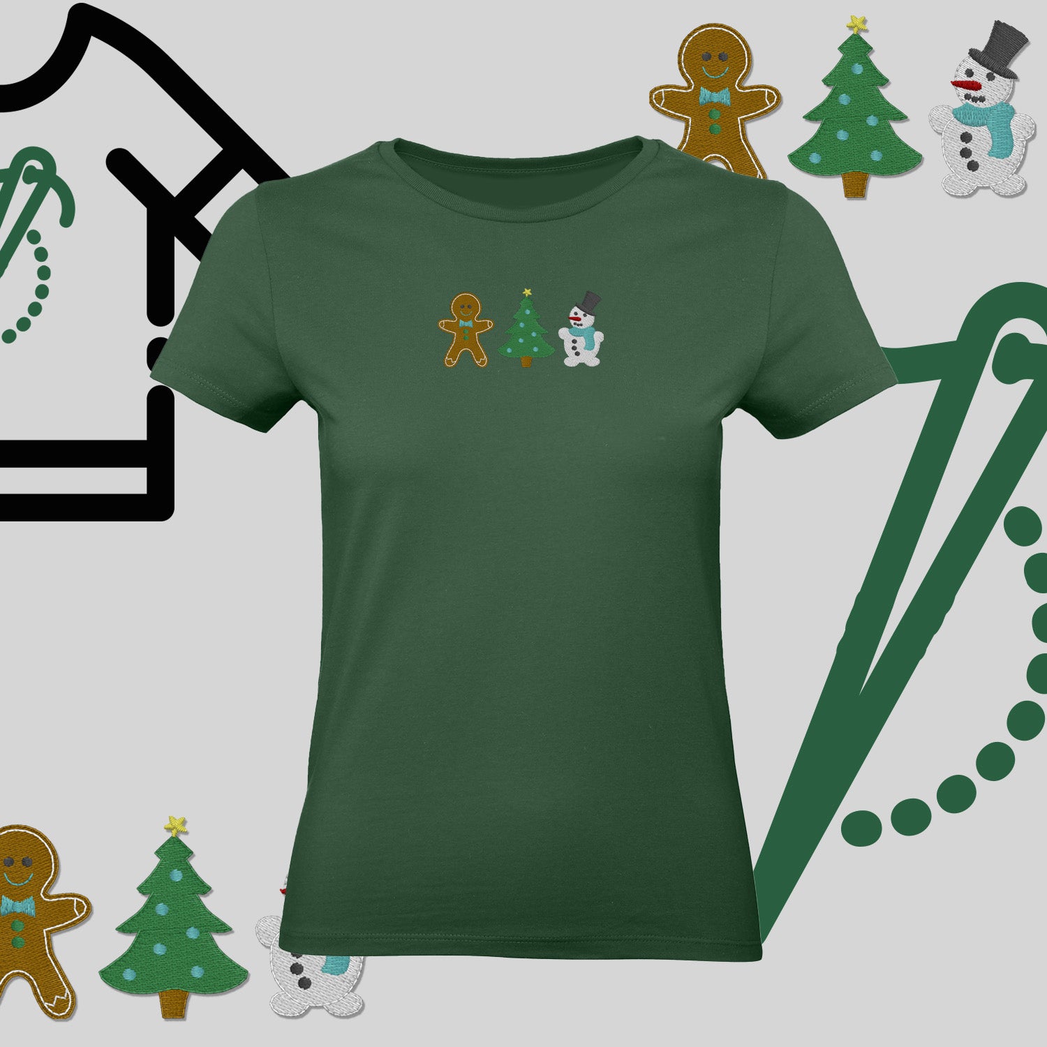 Koszulka damska  "Świąteczna Gromada" – haft komputerowy, styl z pozytywnym przekazem