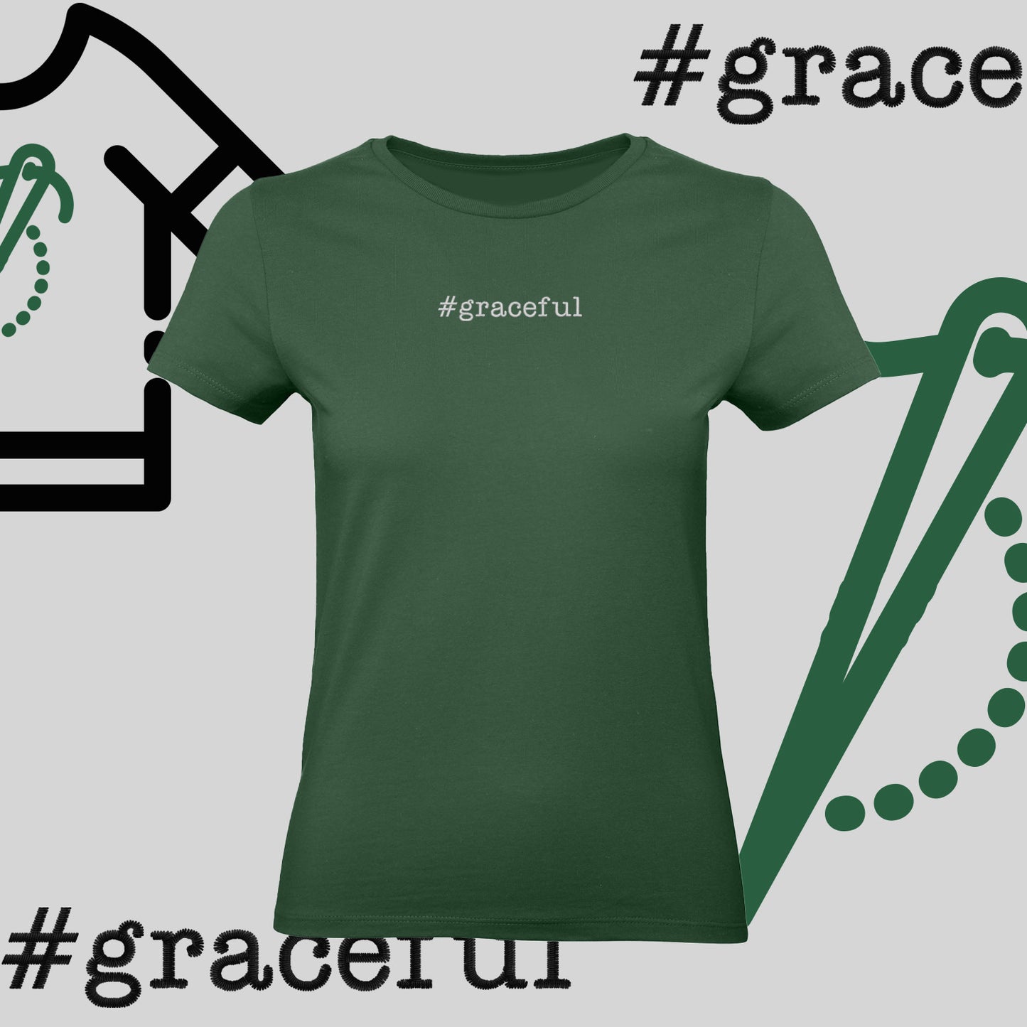 Koszulka damska "#graceful" – haft komputerowy, elegancja w stylu casual