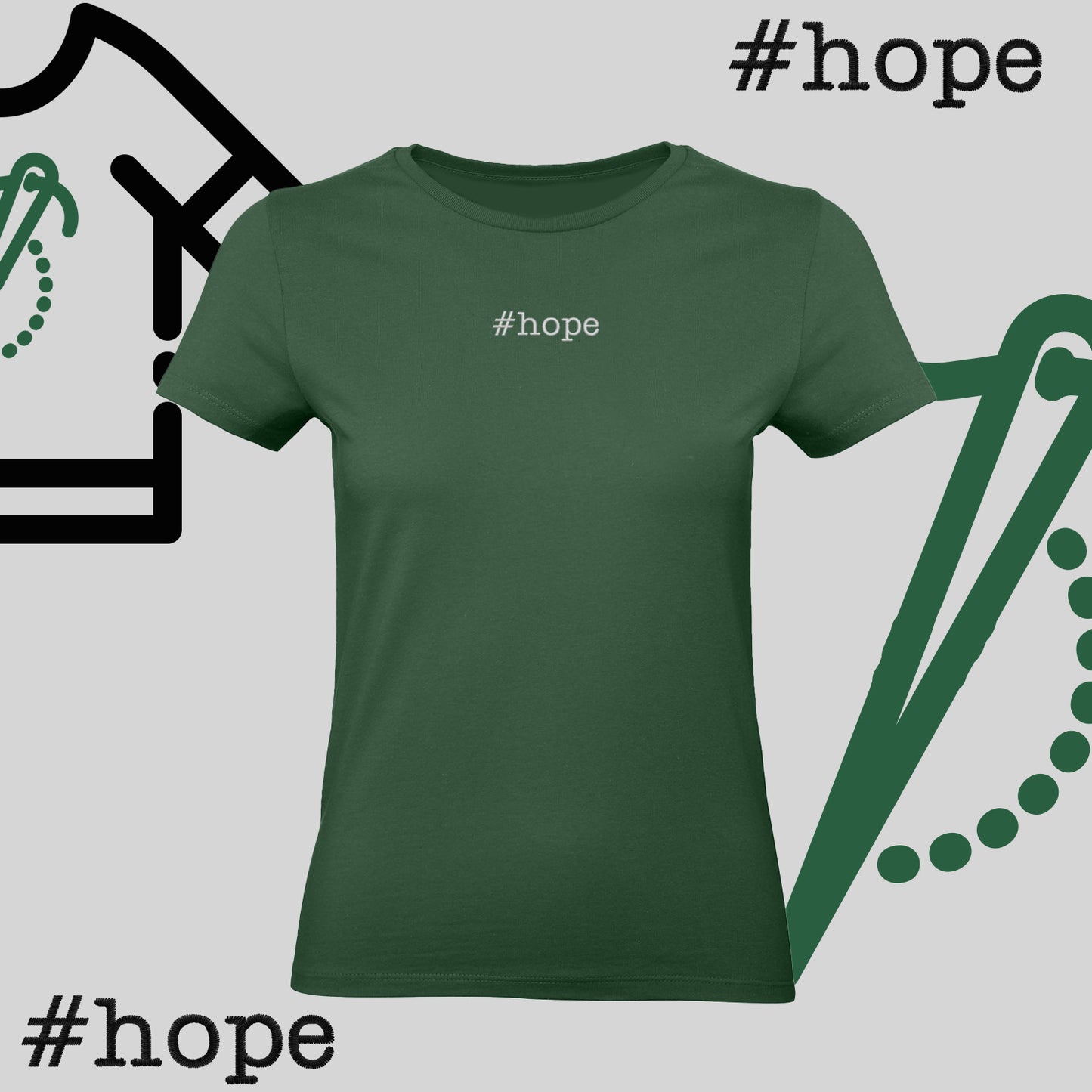 Koszulka damska "#hope" – haft komputerowy, inspiracja na co dzień