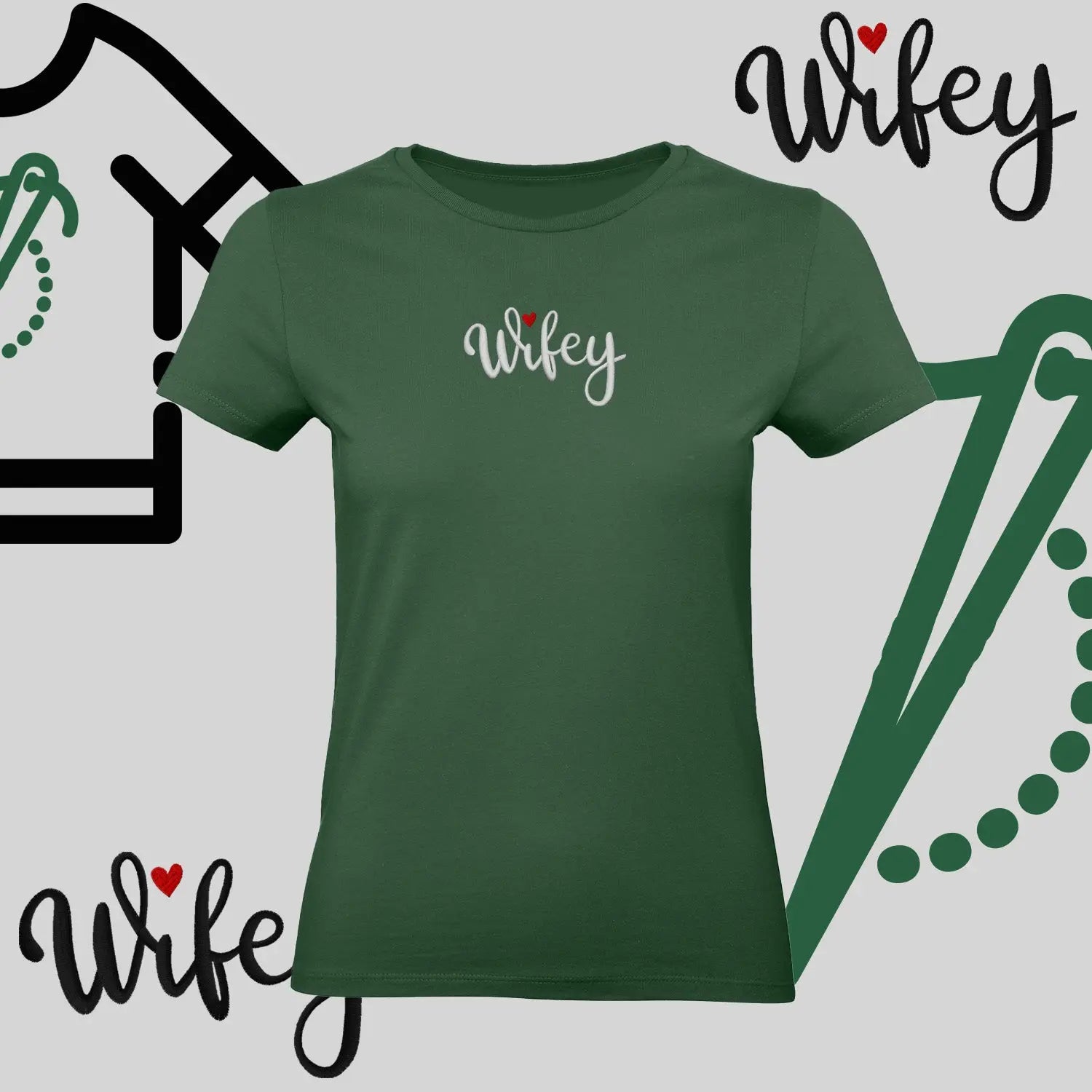 Koszulka damska "WIFEY" – haft komputerowy, styl dla żony z humorem Haft z radości