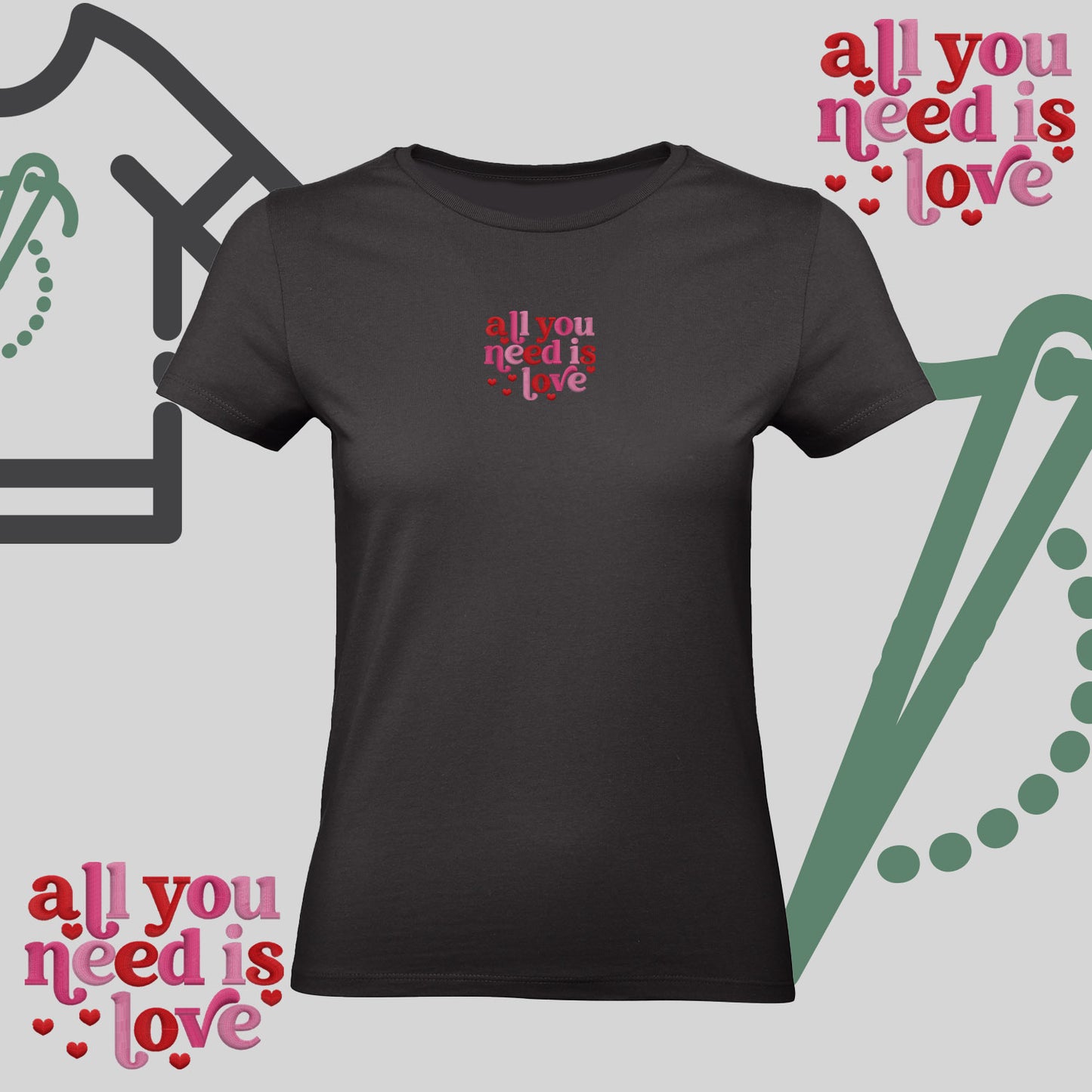 Koszulka damska z haftem „All You Need Is Love"