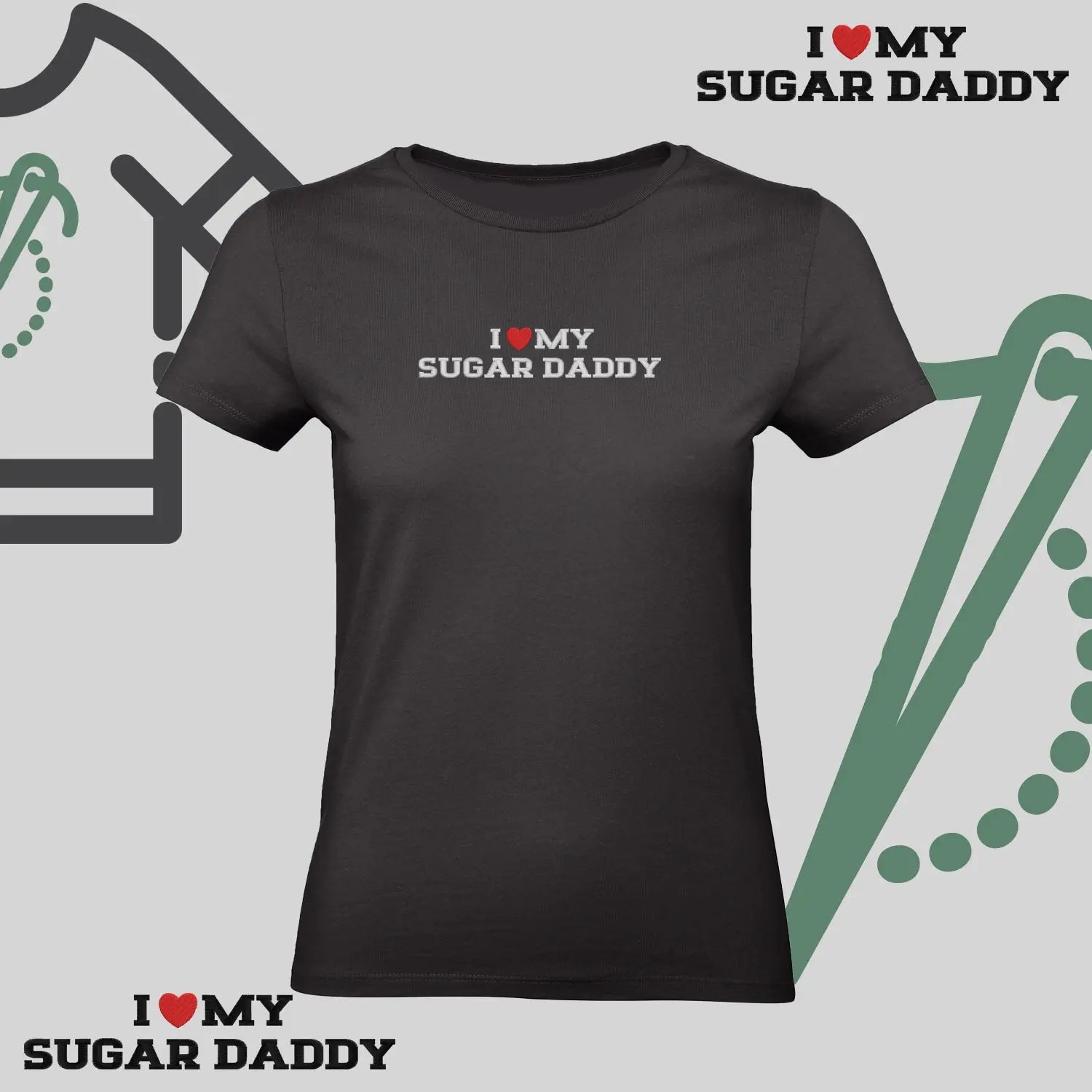 Koszulka damska z haftem „I❤️ MY SUGAR DADDY" Haft z radości