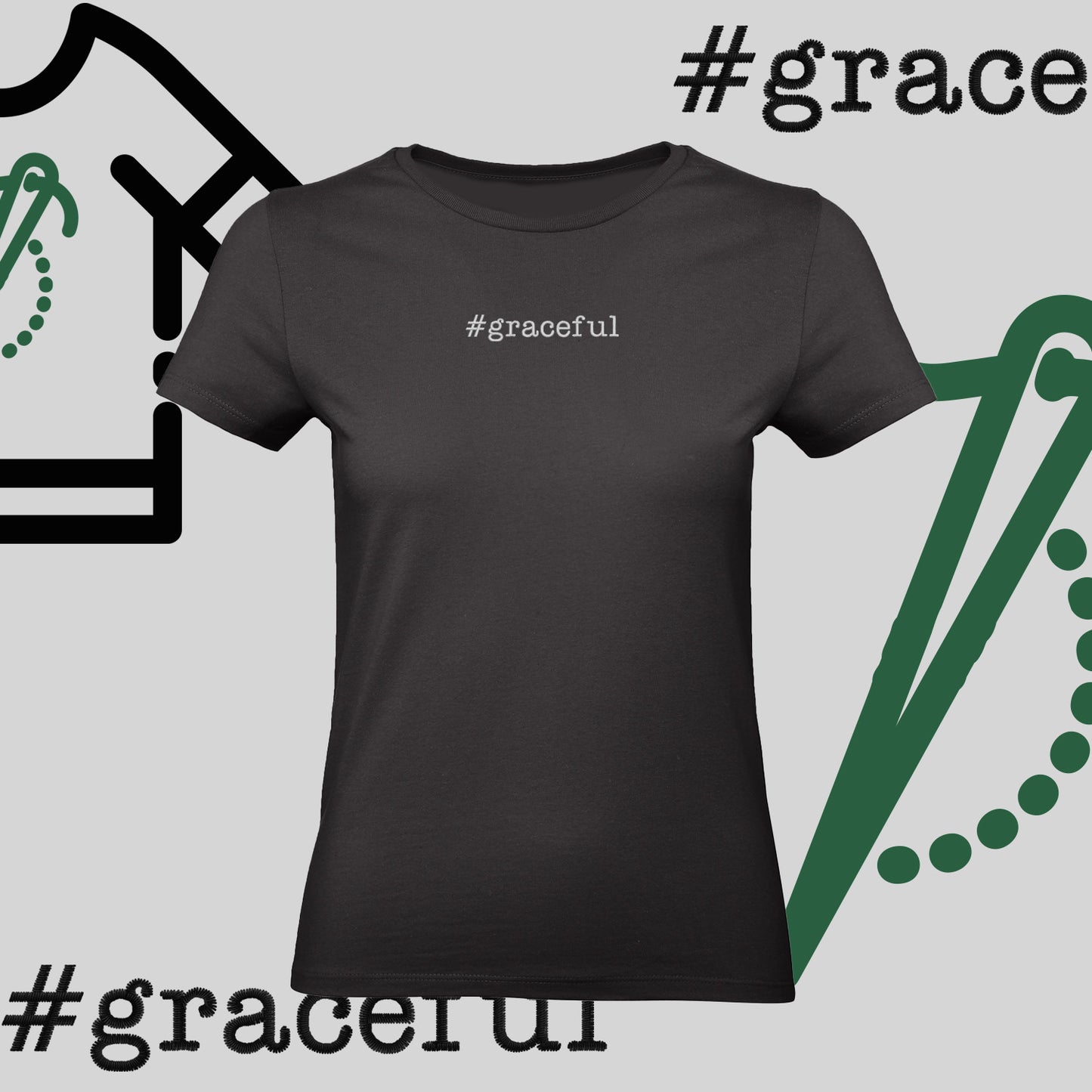 Koszulka damska "#graceful" – haft komputerowy, elegancja w stylu casual