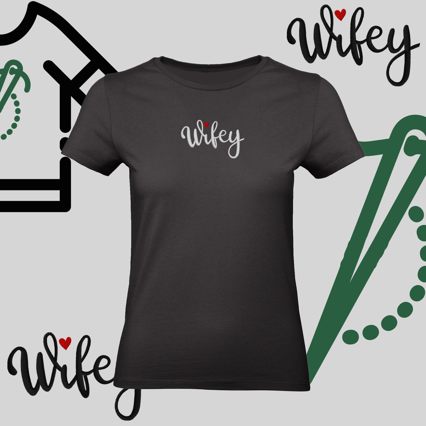Koszulka damska "WIFEY" – haft komputerowy, styl dla żony z humorem