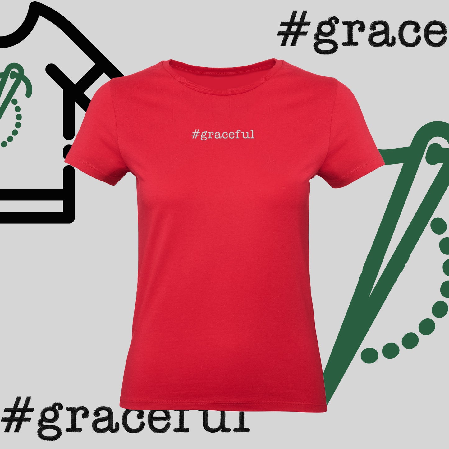 Koszulka damska "#graceful" – haft komputerowy, elegancja w stylu casual