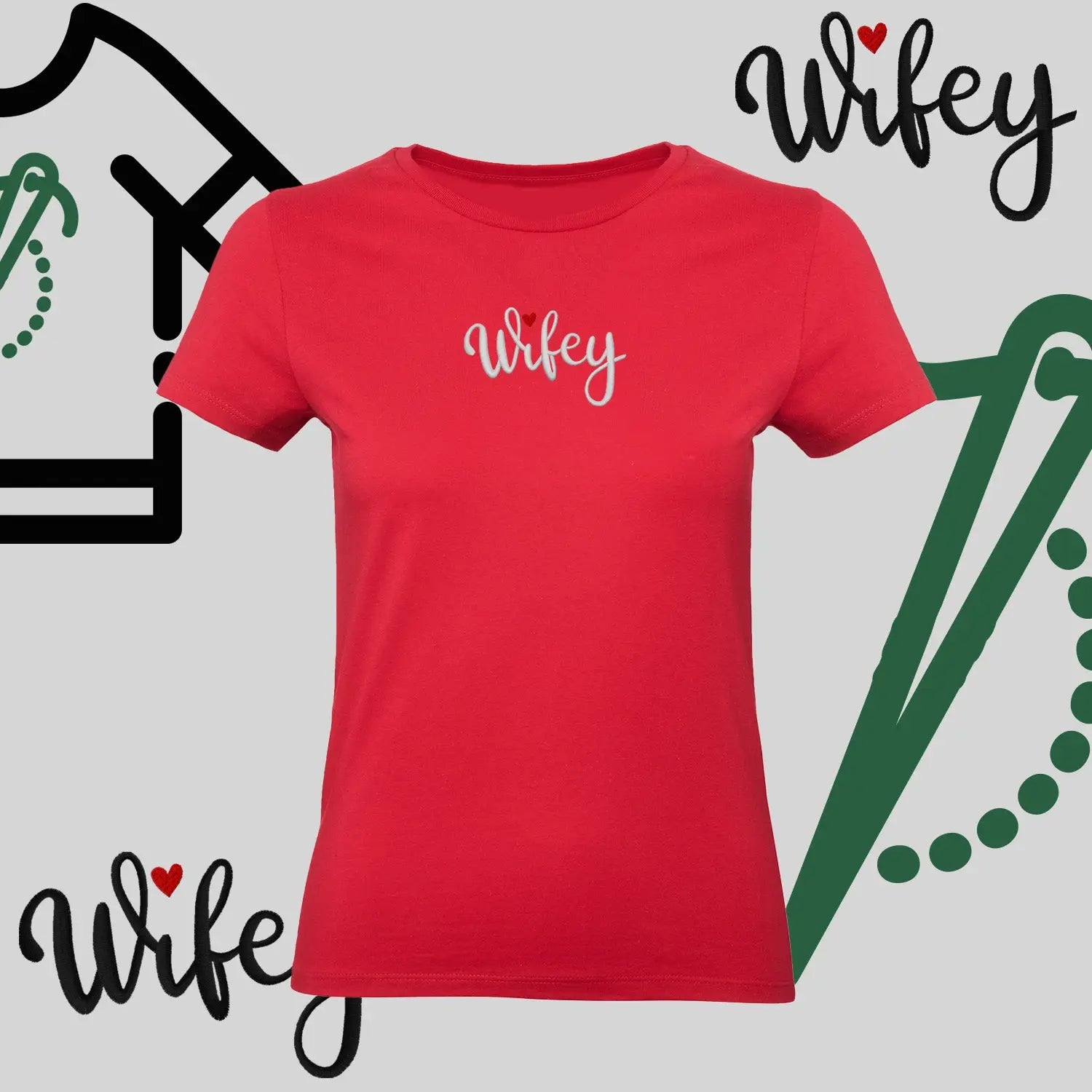 Koszulka damska "WIFEY" – haft komputerowy, styl dla żony z humorem Haft z radości