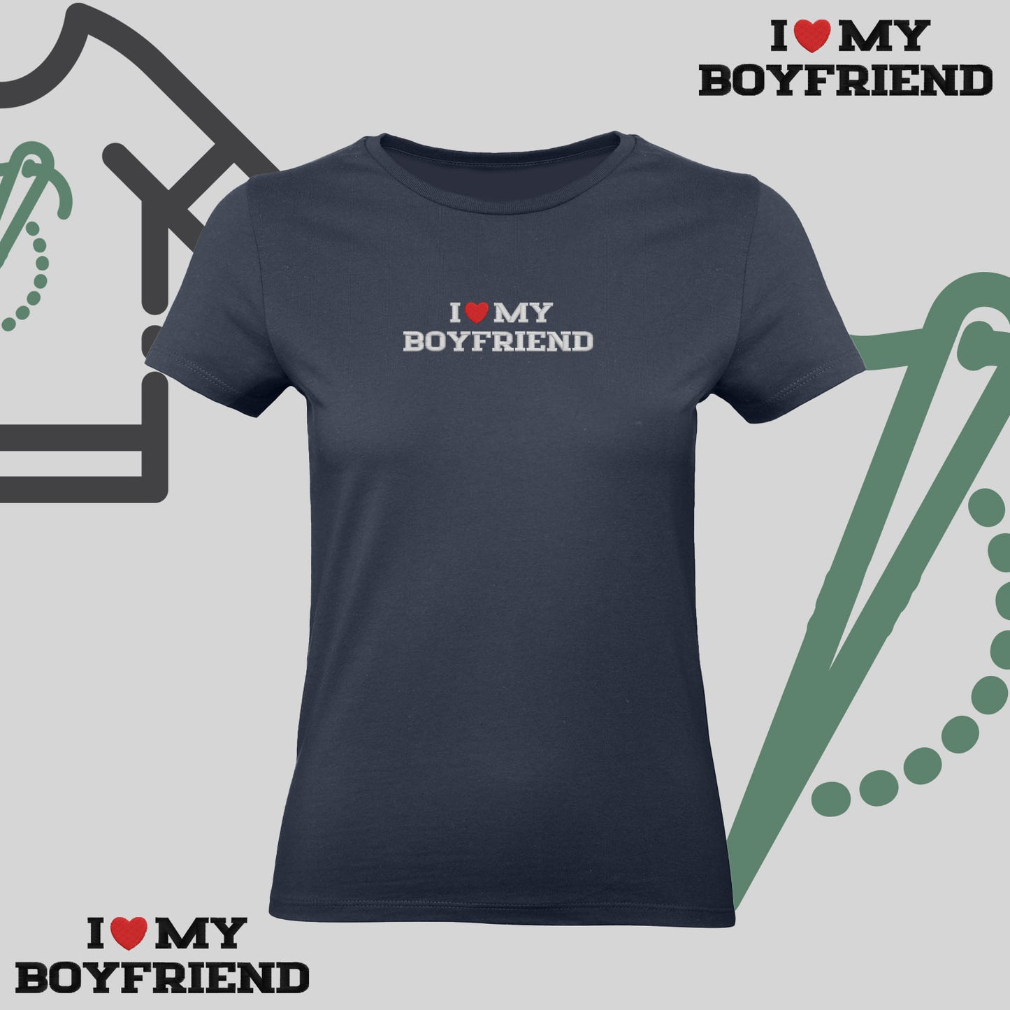 Koszulka damska z haftem „I❤️ MY BOYFRIEND"