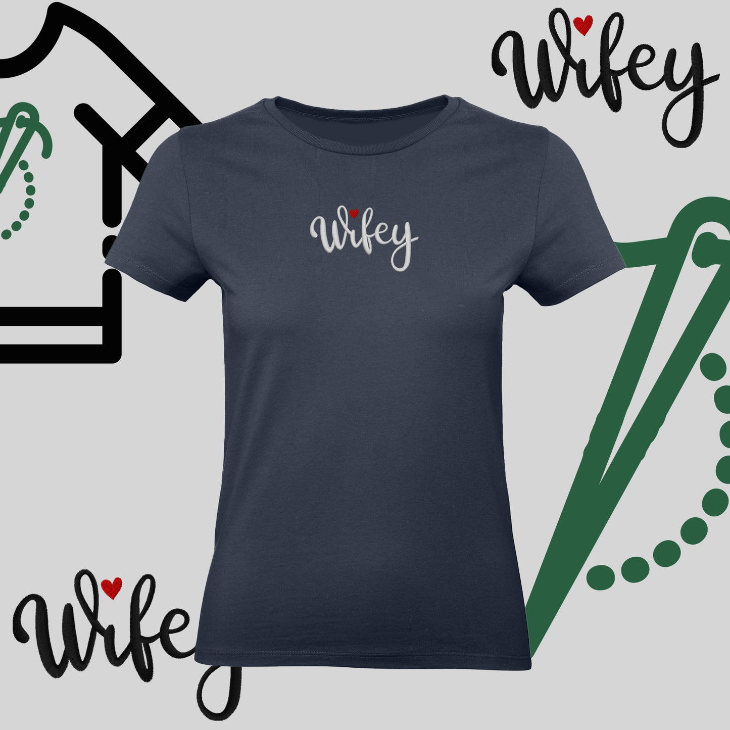 Koszulka damska "WIFEY" – haft komputerowy, styl dla żony z humorem
