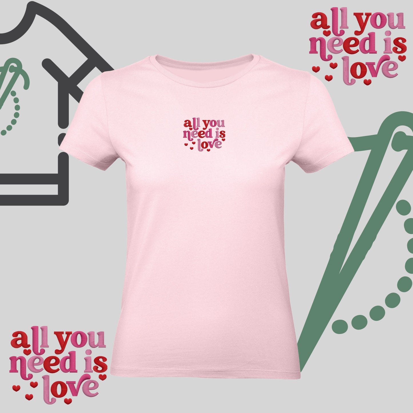 Koszulka damska z haftem „All You Need Is Love"