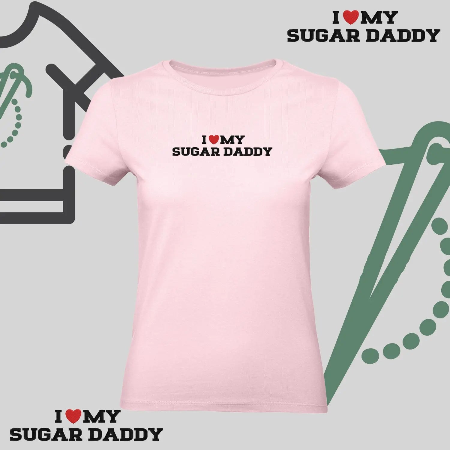 Koszulka damska z haftem „I❤️ MY SUGAR DADDY" Haft z radości