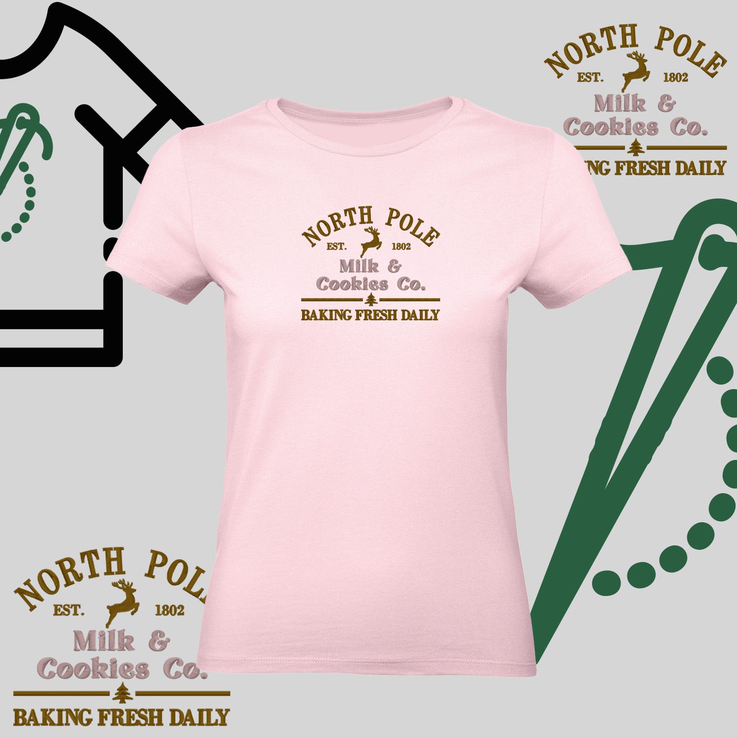 Koszulka damska  "Northe Pole" – haft komputerowy, styl z pozytywnym przekazem