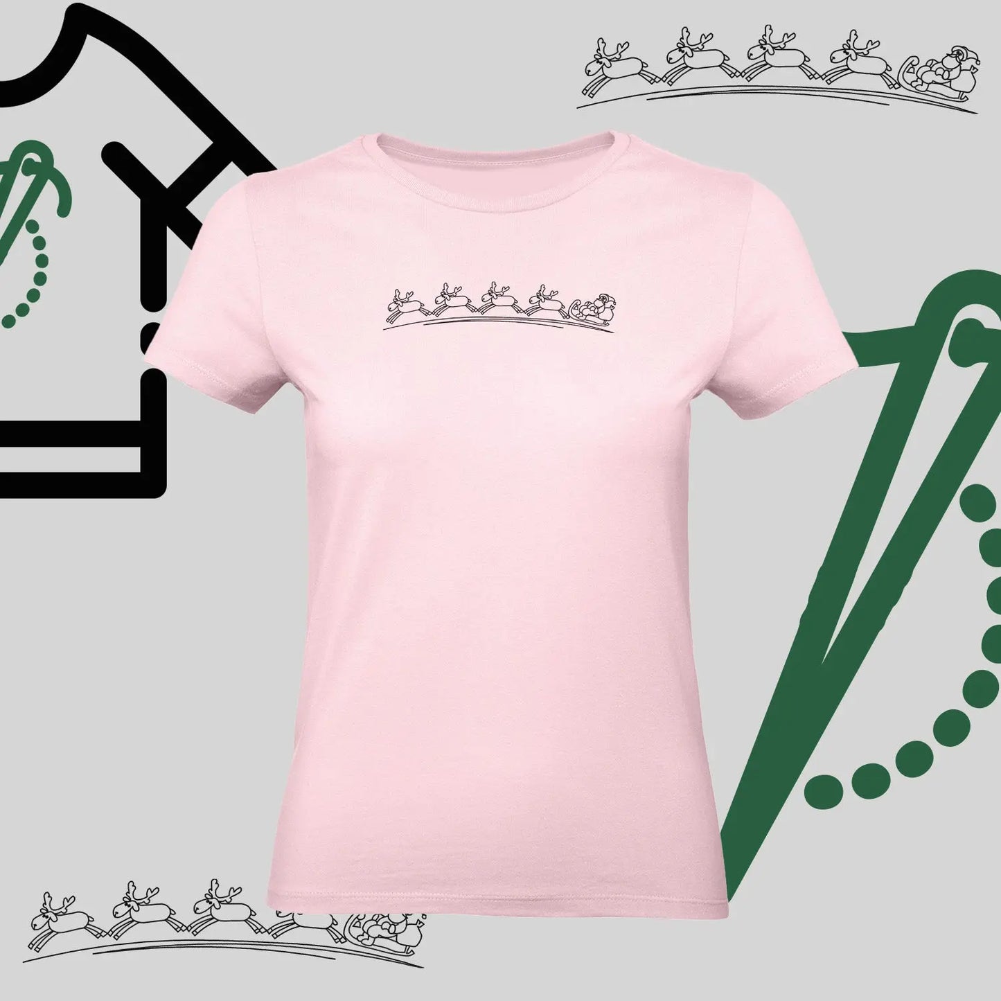 Koszulka damska  "Zaprzęg Świąteczny" – haft komputerowy, styl z pozytywnym przekazem Haft z radości