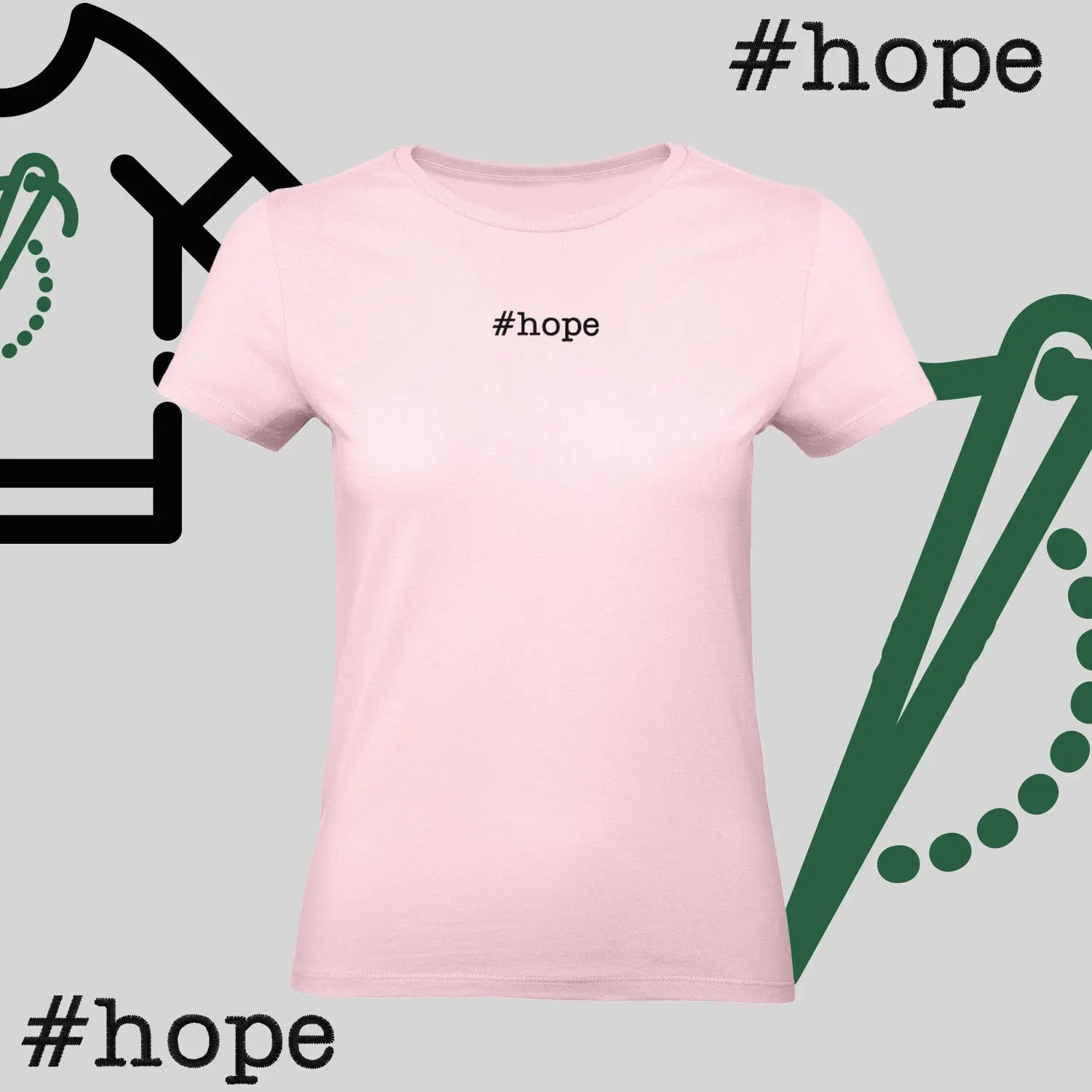 Koszulka damska "#hope" – haft komputerowy, inspiracja na co dzień Haft z radości