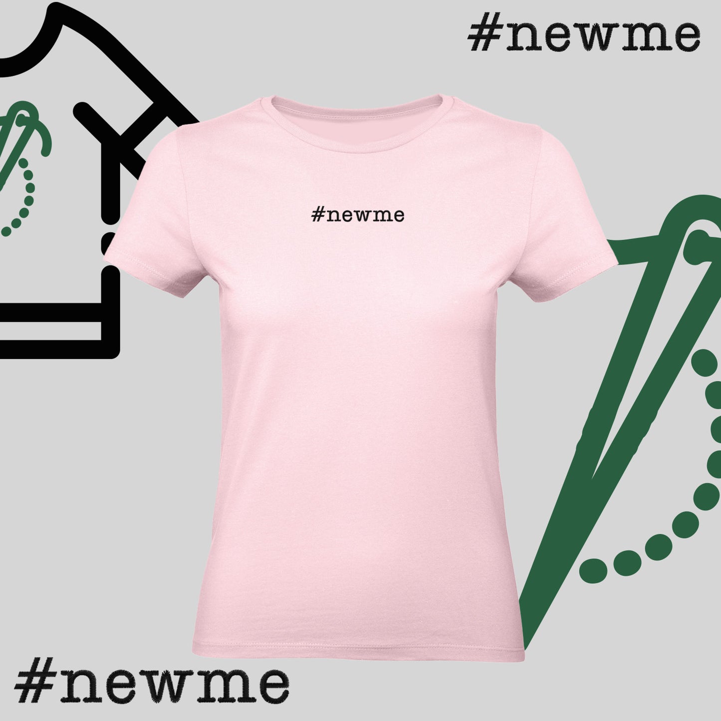 Koszulka damska "#newme" – haft komputerowy, motywacja i nowy styl
