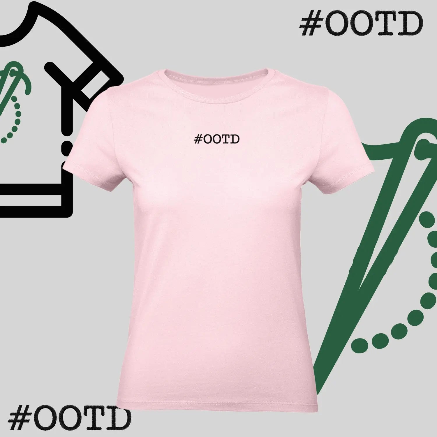 Koszulka damska "OOTD" – haft komputerowy, modna na co dzień Haft z radości
