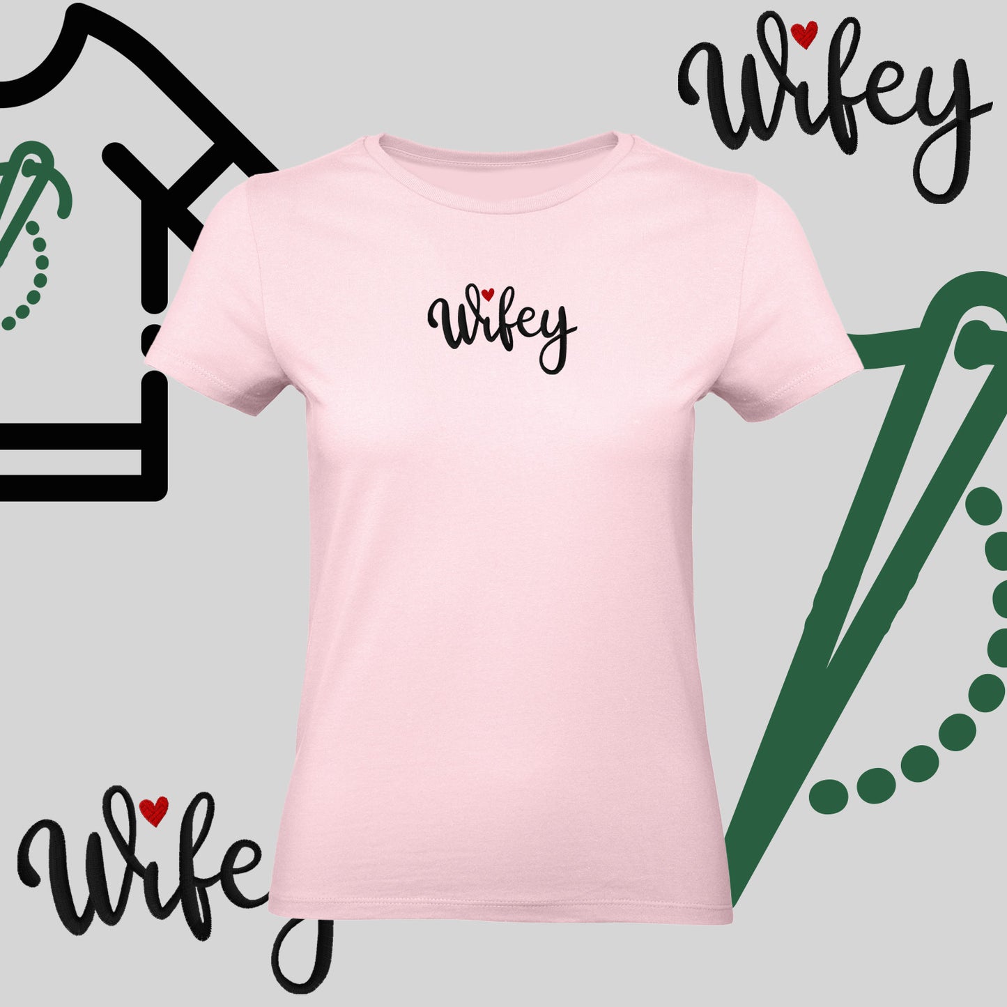 Koszulka damska "WIFEY" – haft komputerowy, styl dla żony z humorem