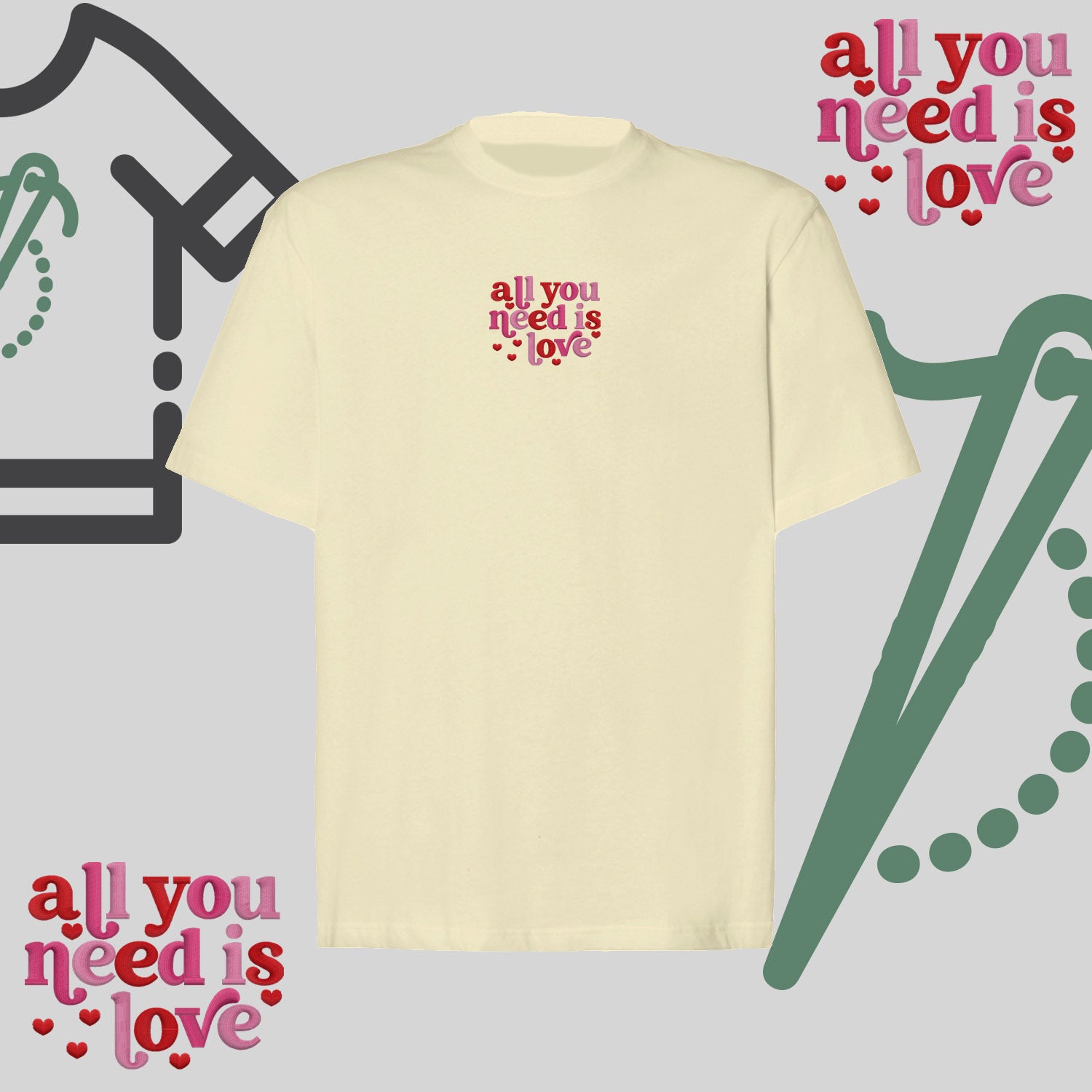 Koszulka oversize z haftem „All You Need Is Love