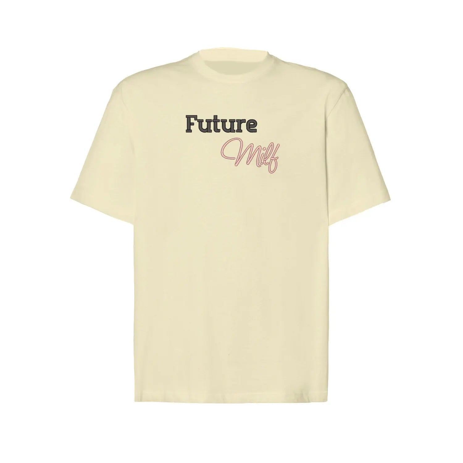 Koszulka oversize „Future MILF” – Haft 3D, Styl i Pewność Siebie Haft z radości