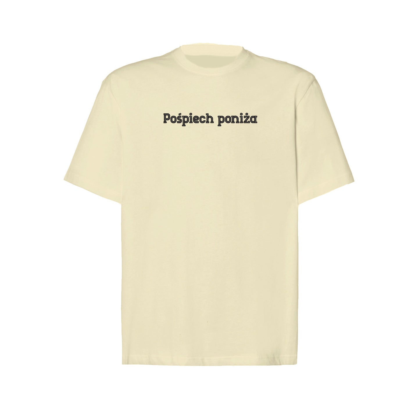 Koszulka oversize „Pośpiech poniża” – Haft 3D, Styl i Dystans do Życia