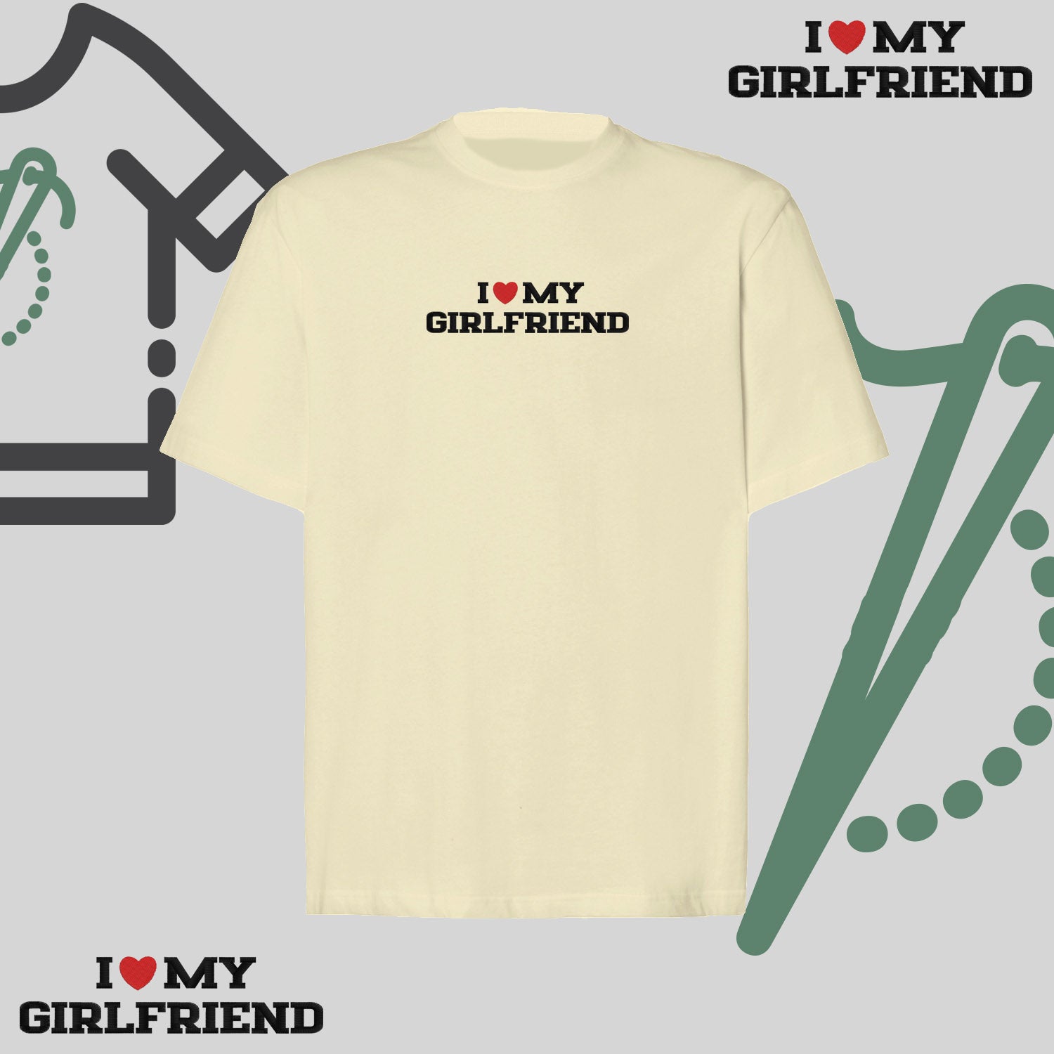 Koszulka oversize z haftem „I❤️ MY GIRLFRIEND