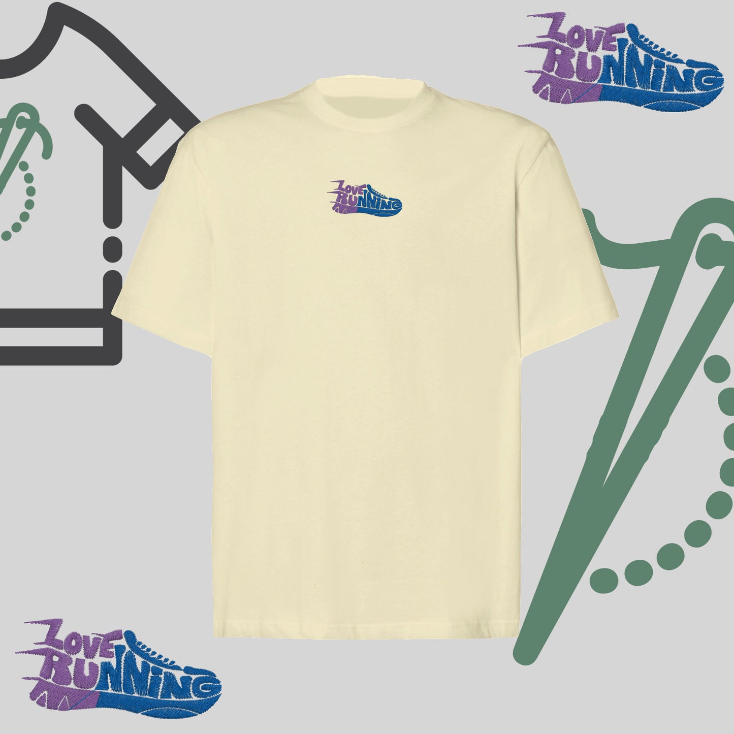 Koszulka oversize z haftem „Love Running"