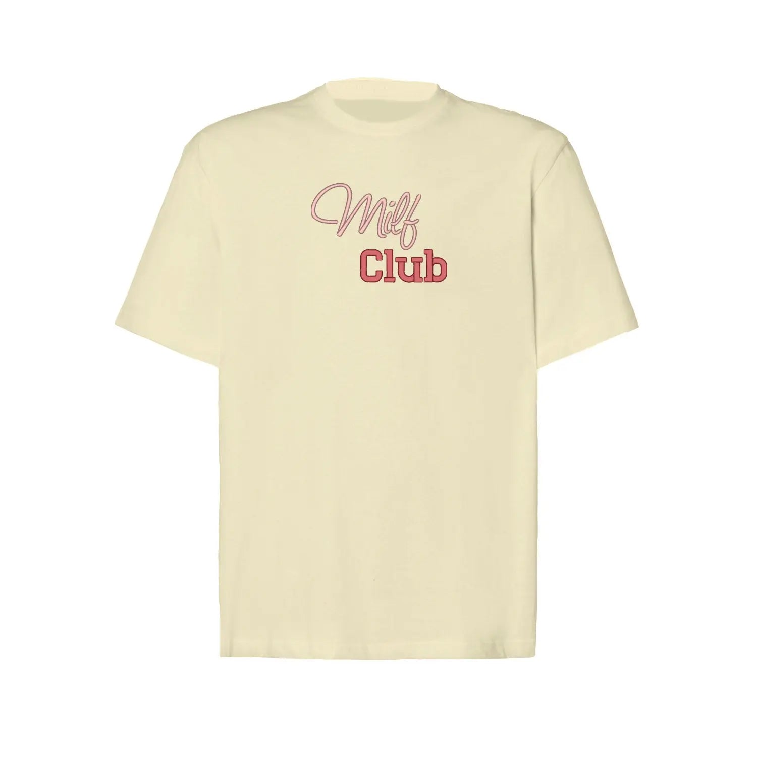 Koszulka oversize „Milf Club” – Haft 3D, Styl i Pewność Siebie Haft z radości