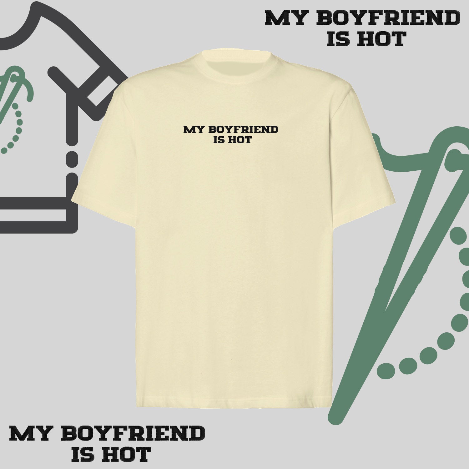 Koszulka oversize z haftem „My Boyfriend Is Hot