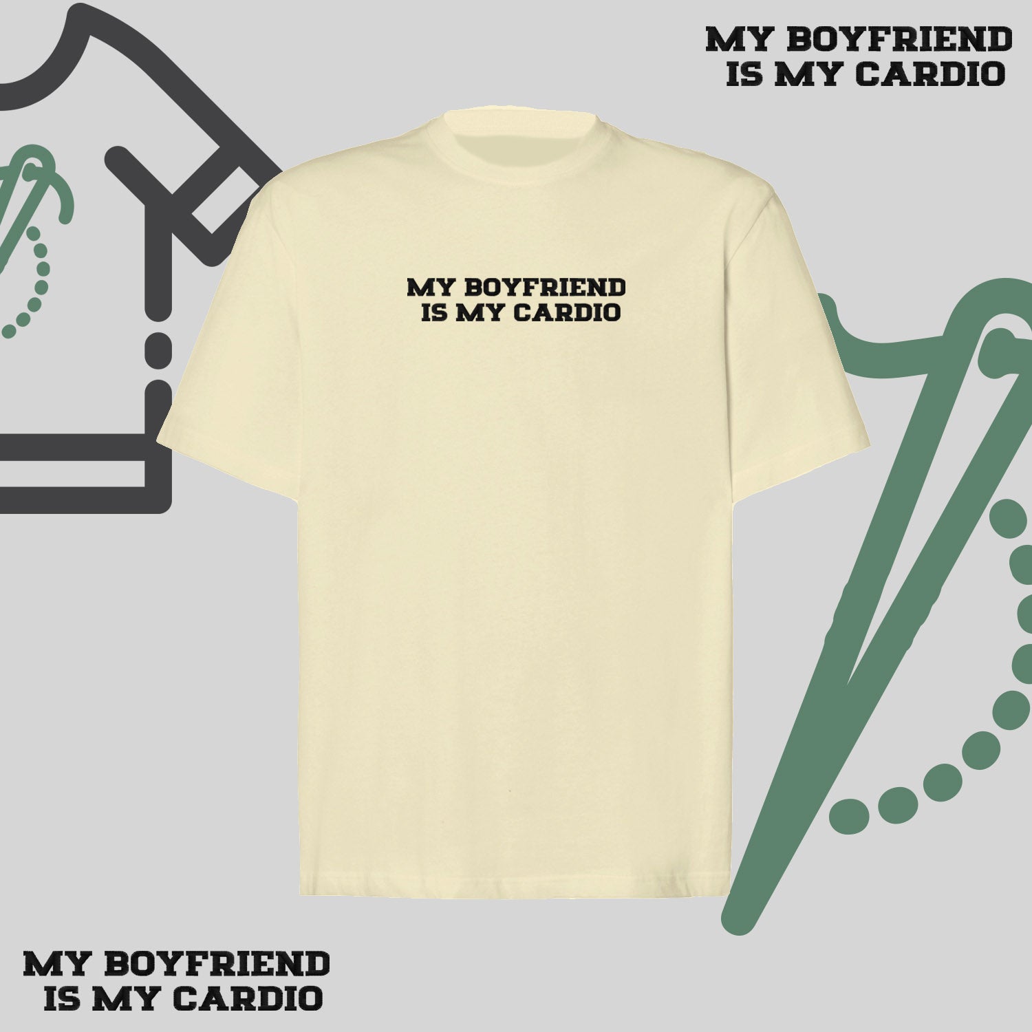 Koszulka oversize z haftem „My boyfriend is my cardio