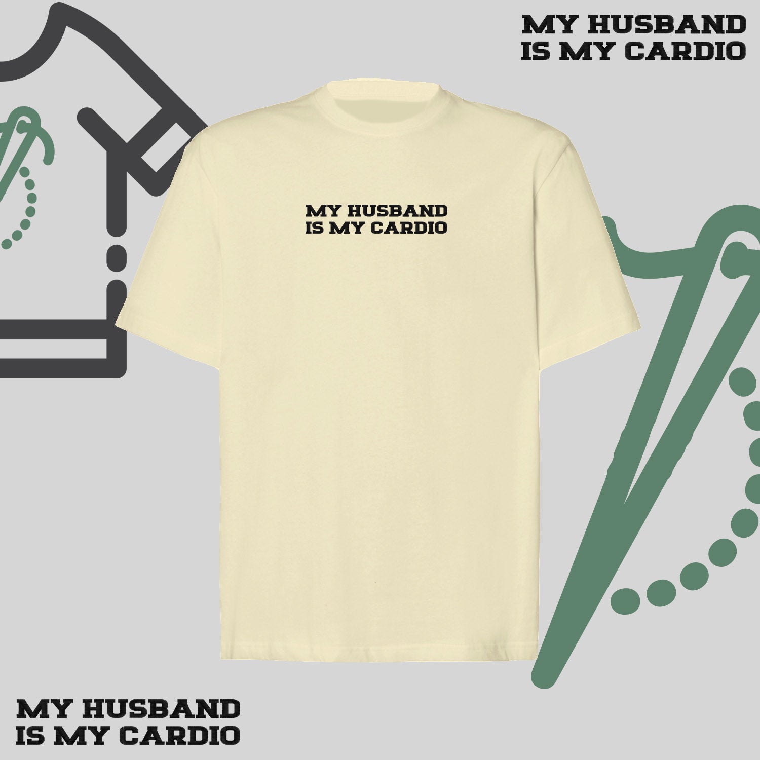 Koszulka oversize z haftem „MY HUSBAND IS MY CARDIO