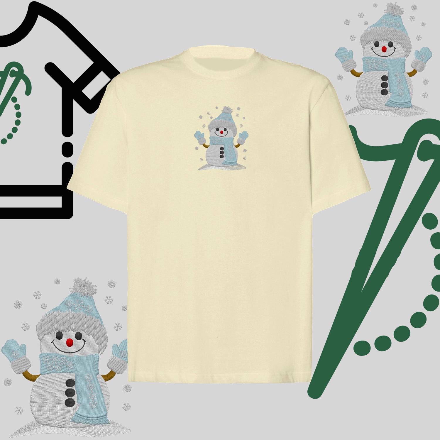 Koszulka oversize "Bałwanek" – haft komputerowy, styl z przesłaniem