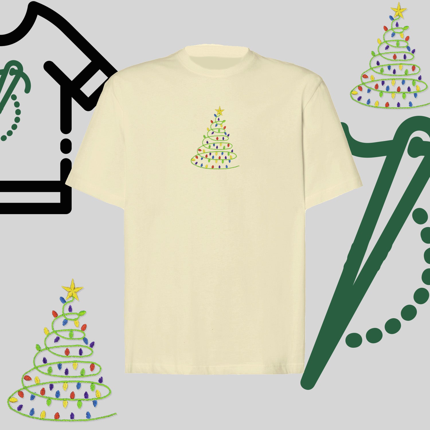 Koszulka oversize "Choinka" – haft komputerowy, styl z przesłaniem