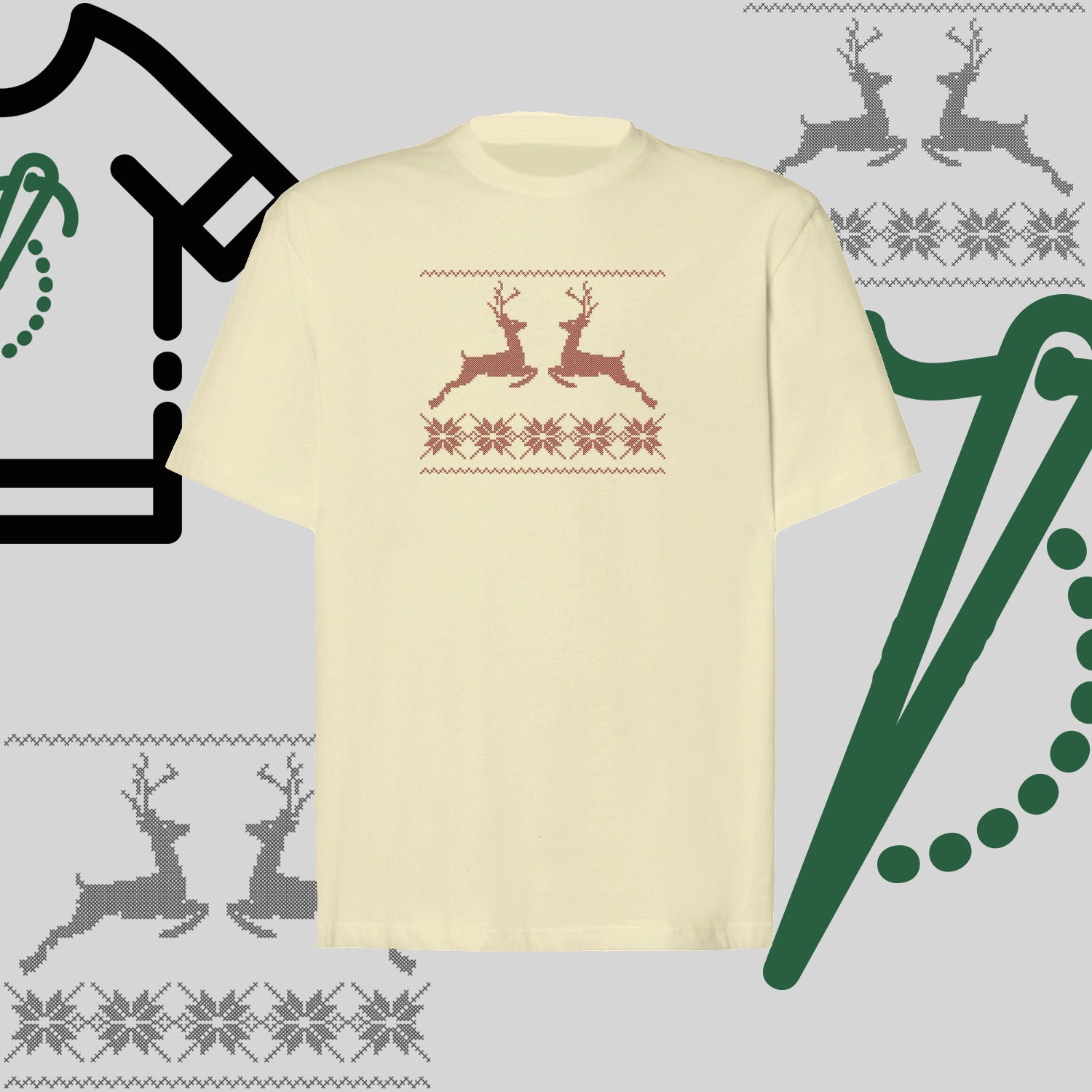 Koszulka oversize "Renifer Christmas" – haft komputerowy, styl z przesłaniem