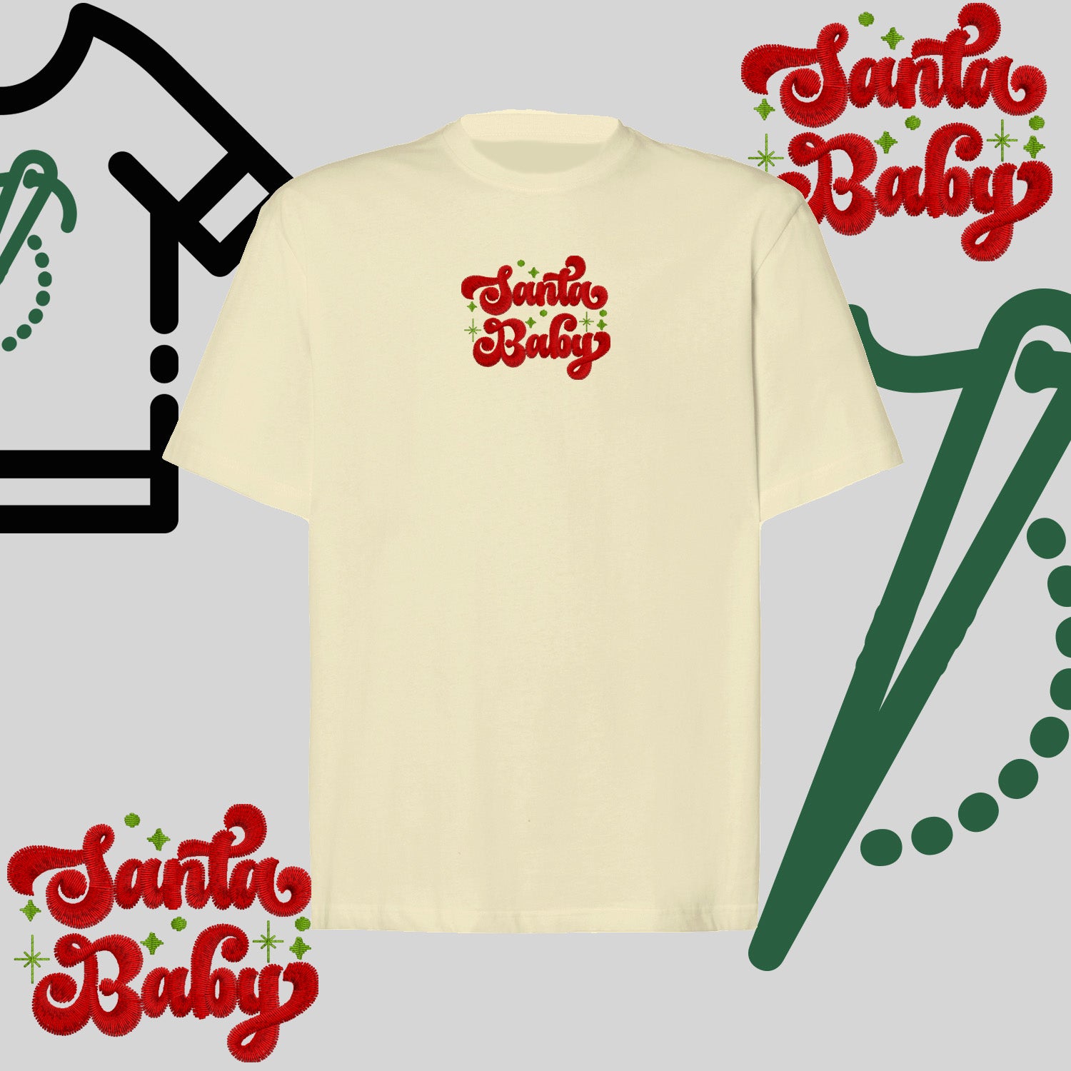 Koszulka oversize "Santa Baby" – haft komputerowy, styl z przesłaniem