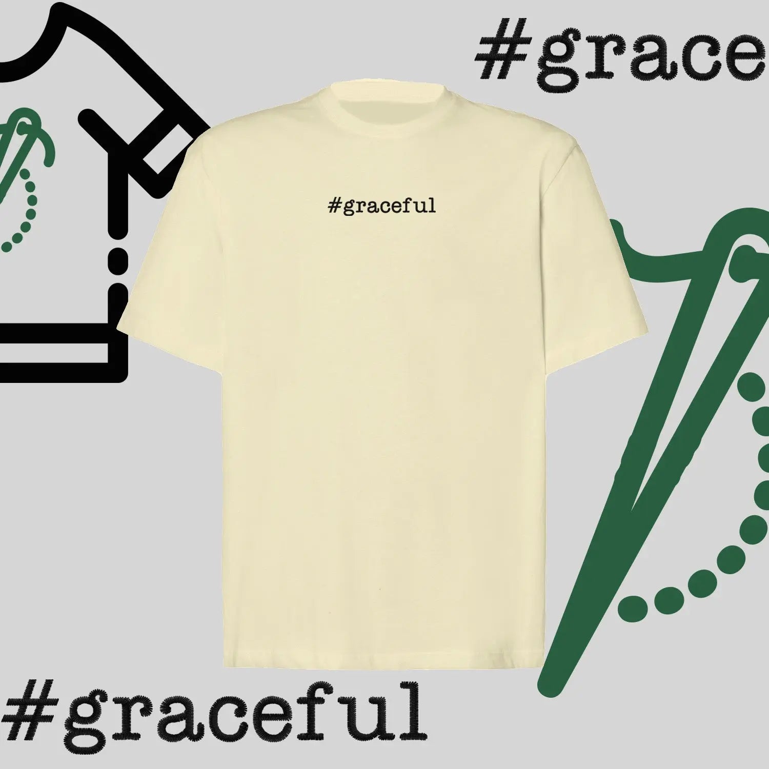 Koszulka oversize "#graceful" – haft komputerowy, elegancja w stylu casual Haft z radości