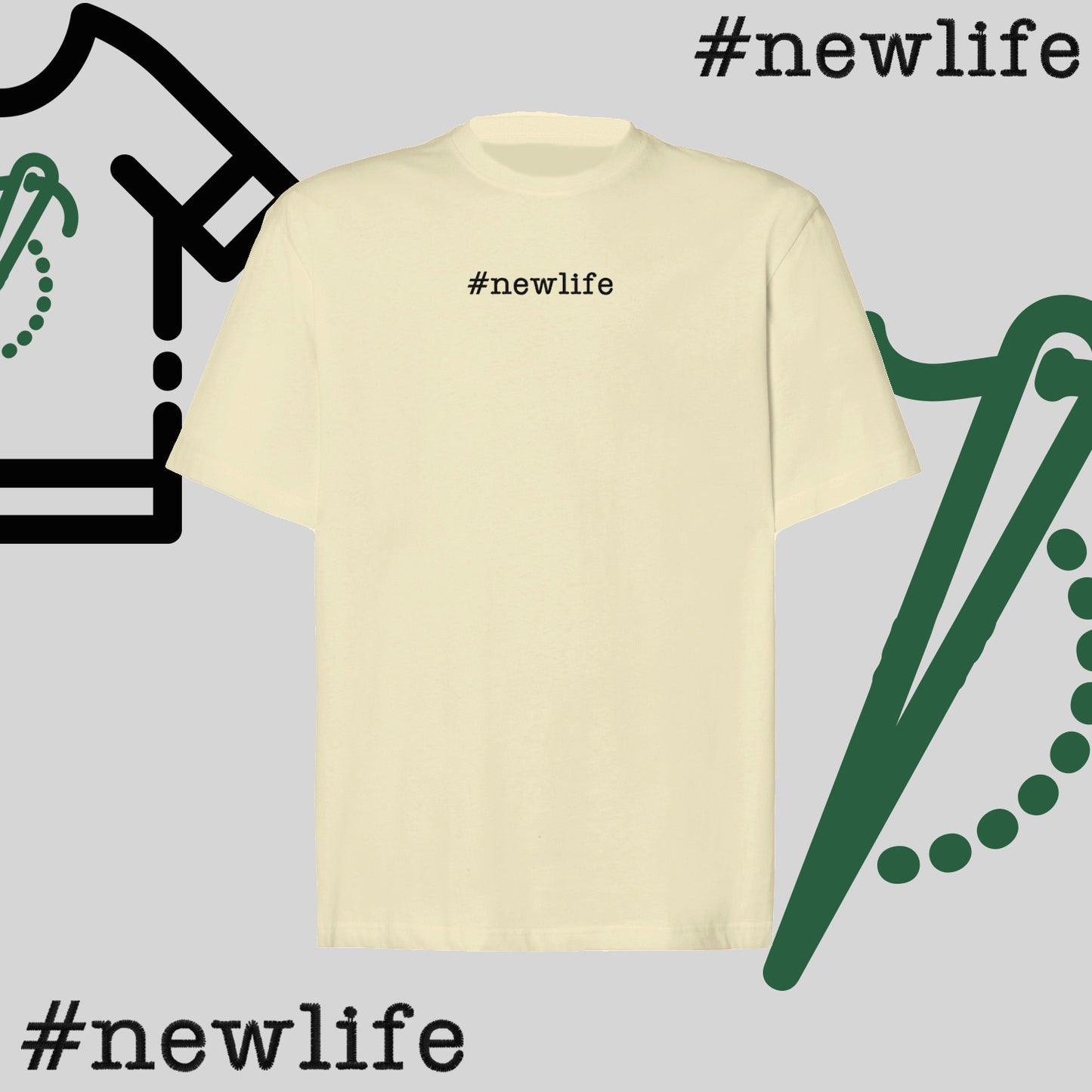 Koszulka oversize "#newlife" – haft komputerowy, inspiracja na nowy początek