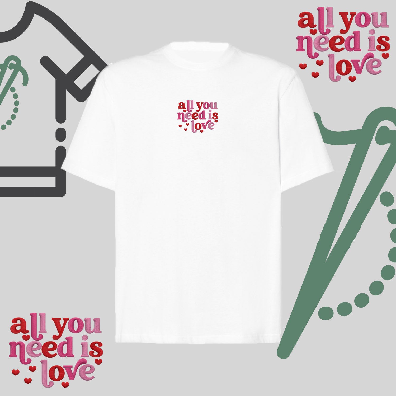 Koszulka oversize z haftem „All You Need Is Love