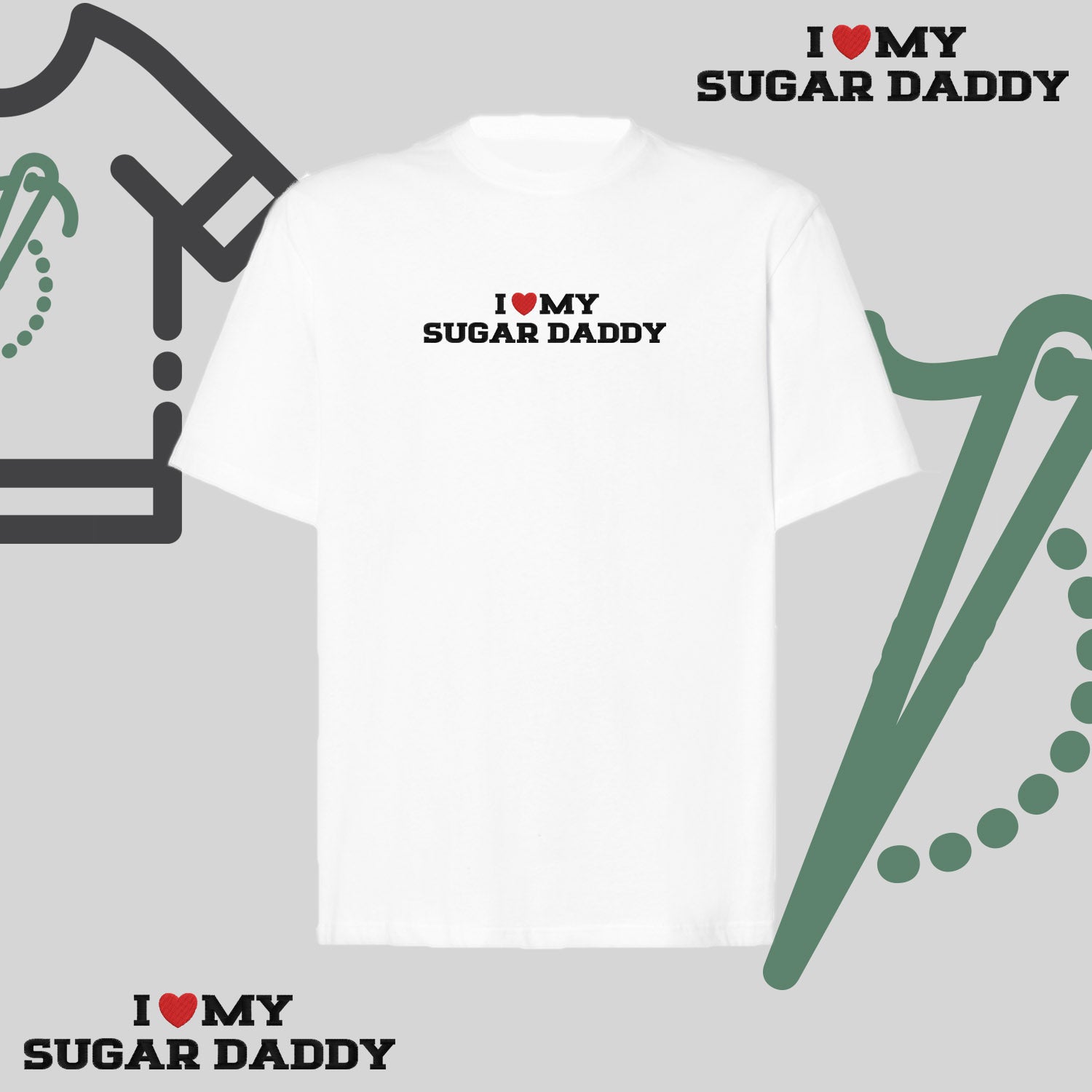 Koszulka oversize z haftem „„I❤️ MY SUGAR DADDY