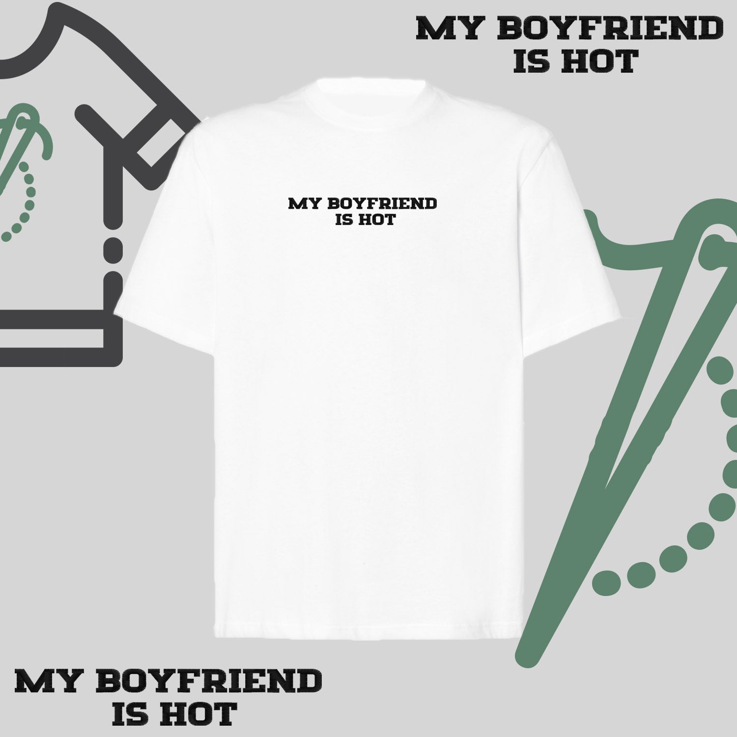 Koszulka oversize z haftem „My Boyfriend Is Hot