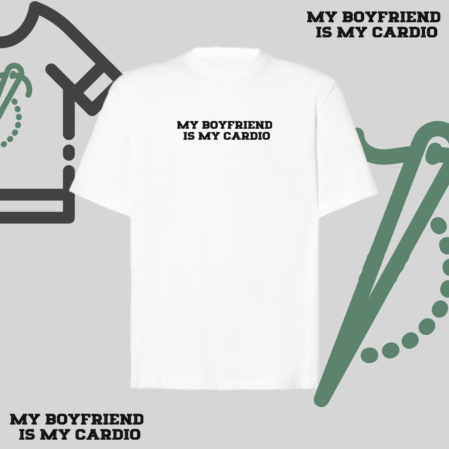 Koszulka oversize z haftem „My boyfriend is my cardio