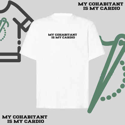 Koszulka oversize z haftem „My Cohabitant Is My Cardio"