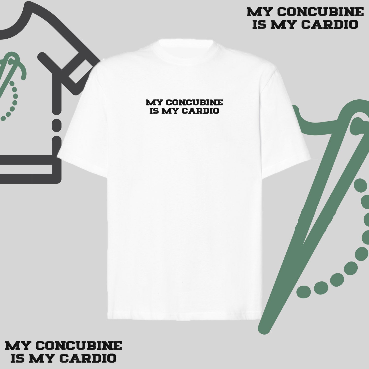 Koszulka oversize z haftem „My Concubine Is My Cardio