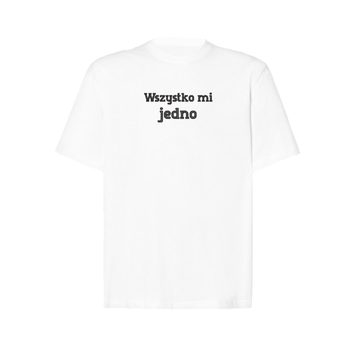 Koszulka oversize „Wszystko mi jedno” – Haft 3D, Luz i Styl