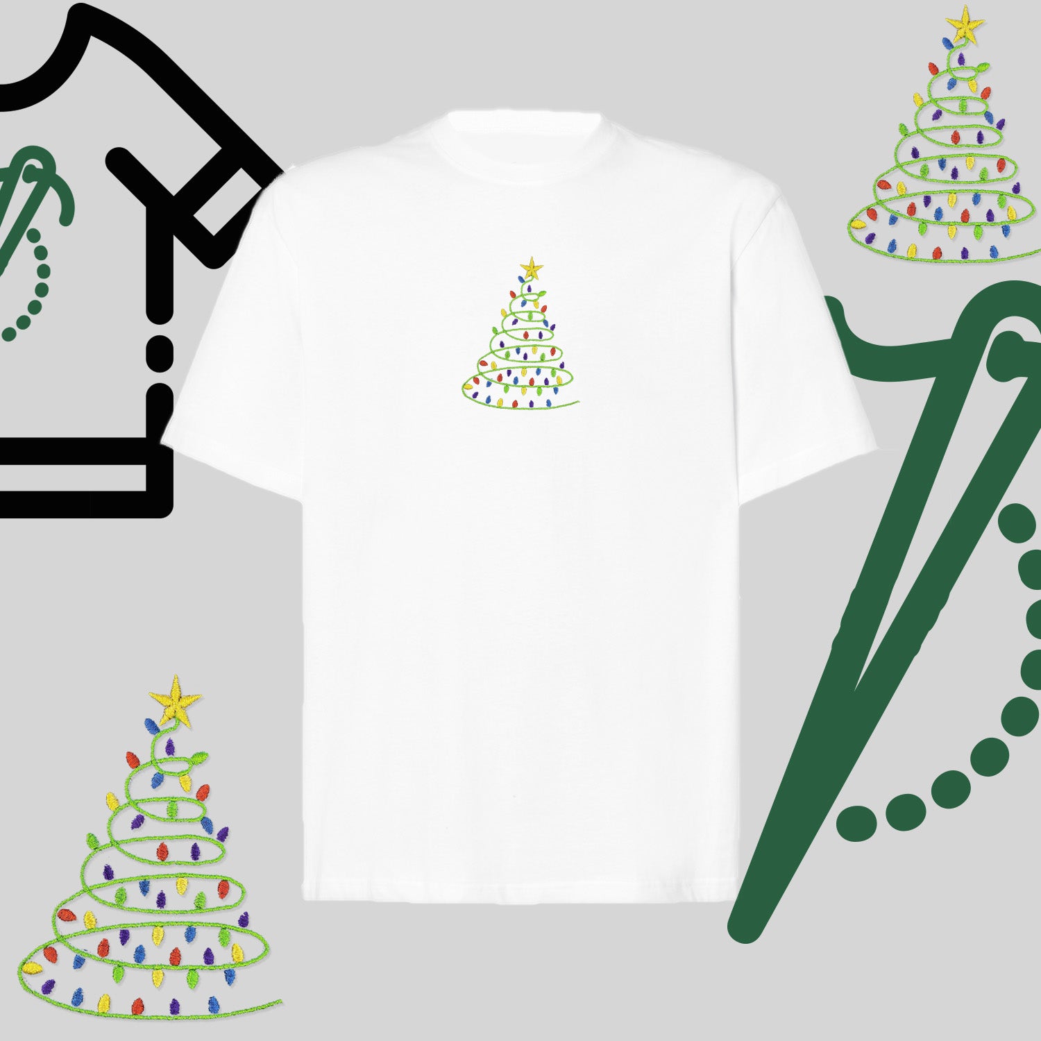 Koszulka oversize "Choinka" – haft komputerowy, styl z przesłaniem